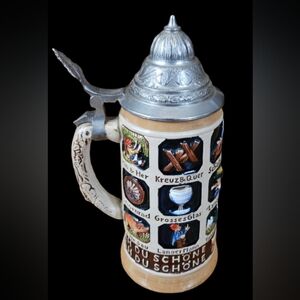 Ohdu Schone Schnitzelbank Rare 377 Lidded Beer Stein
